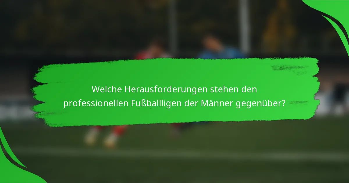Welche Herausforderungen stehen den professionellen Fußballligen der Männer gegenüber?