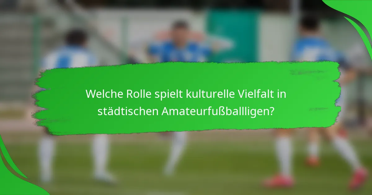 Welche Rolle spielt kulturelle Vielfalt in städtischen Amateurfußballligen?