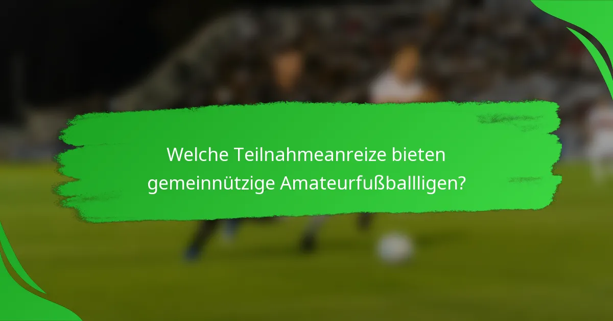 Welche Teilnahmeanreize bieten gemeinnützige Amateurfußballligen?