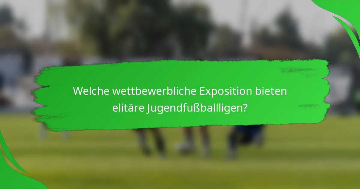 Welche wettbewerbliche Exposition bieten elitäre Jugendfußballligen?