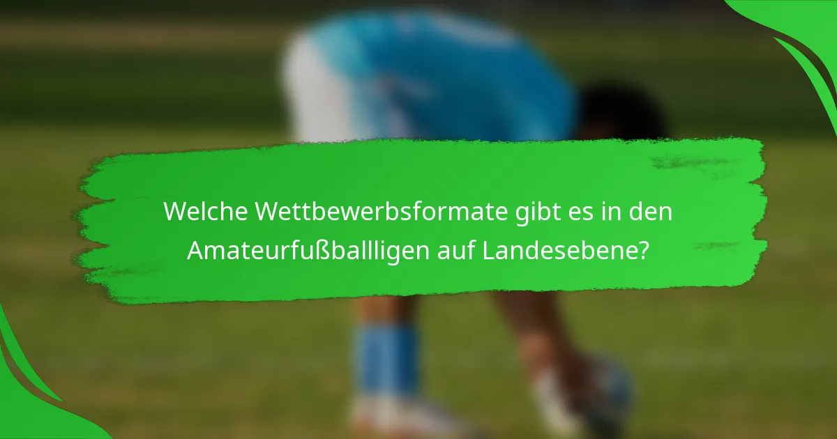Welche Wettbewerbsformate gibt es in den Amateurfußballligen auf Landesebene?