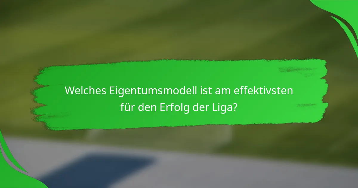 Welches Eigentumsmodell ist am effektivsten für den Erfolg der Liga?