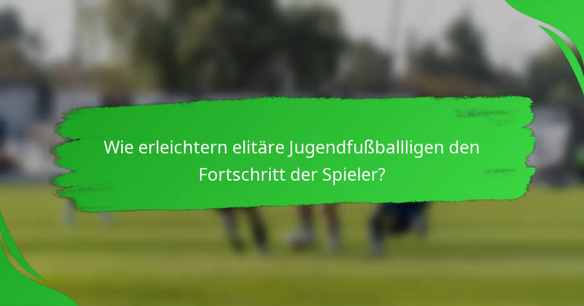 Wie erleichtern elitäre Jugendfußballligen den Fortschritt der Spieler?