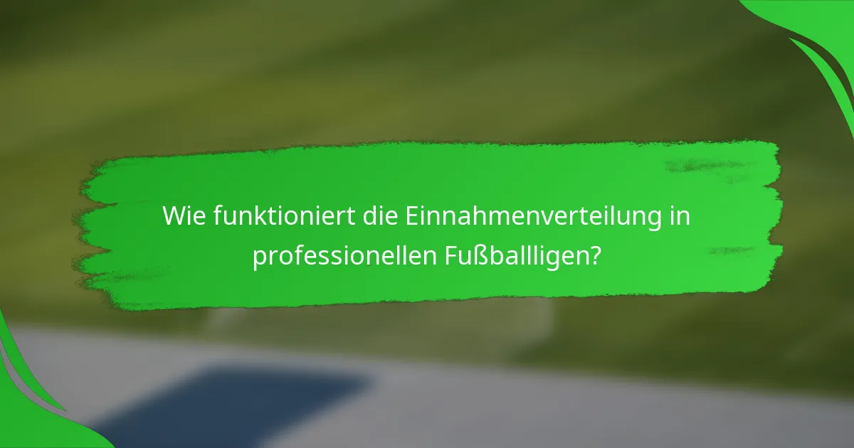 Wie funktioniert die Einnahmenverteilung in professionellen Fußballligen?