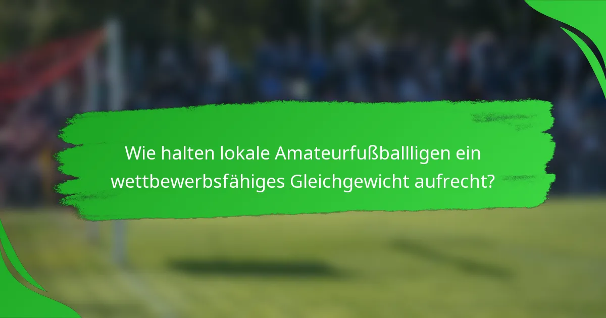 Wie halten lokale Amateurfußballligen ein wettbewerbsfähiges Gleichgewicht aufrecht?