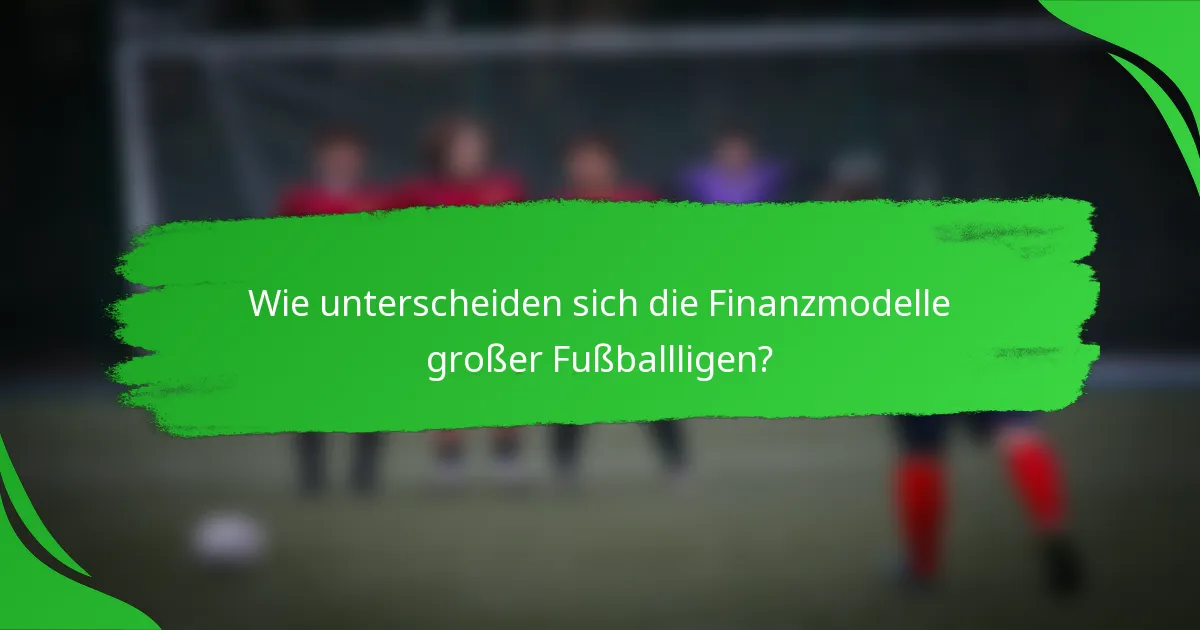 Wie unterscheiden sich die Finanzmodelle großer Fußballligen?