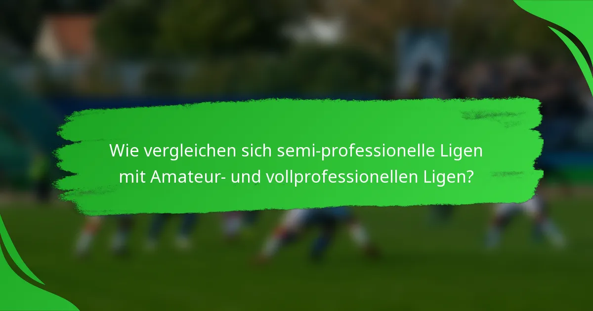 Wie vergleichen sich semi-professionelle Ligen mit Amateur- und vollprofessionellen Ligen?